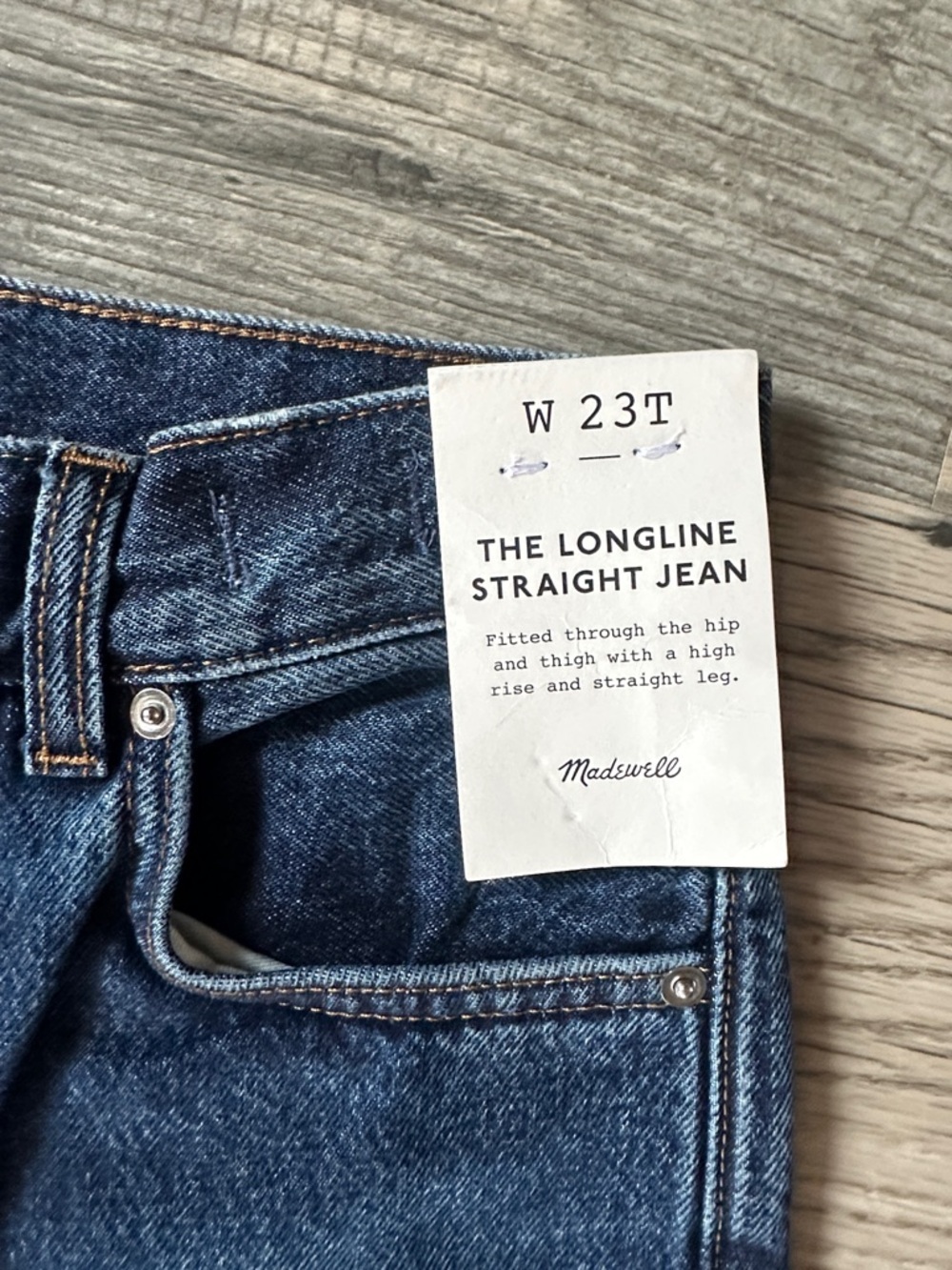 Madewell NWT the tall longline Straight-Leg Jeans button fly women's size 23T - Picture 5 of 15